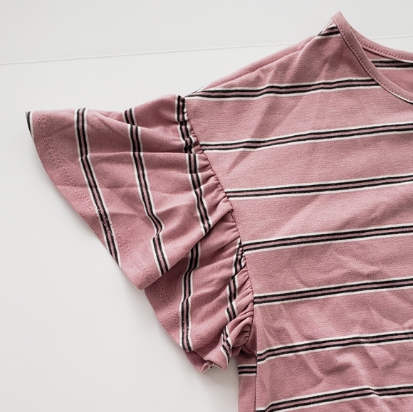 NOTATIONS Front Tie Striped Short Sleeve Top - Picture 4 of 7